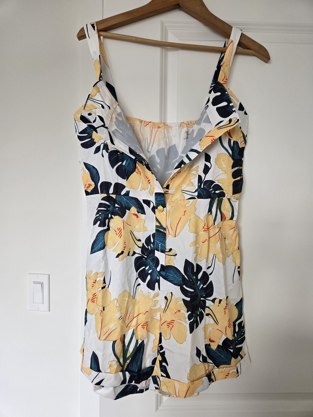 Floral Yellow & White Summer Spaghetti-Strap Romper